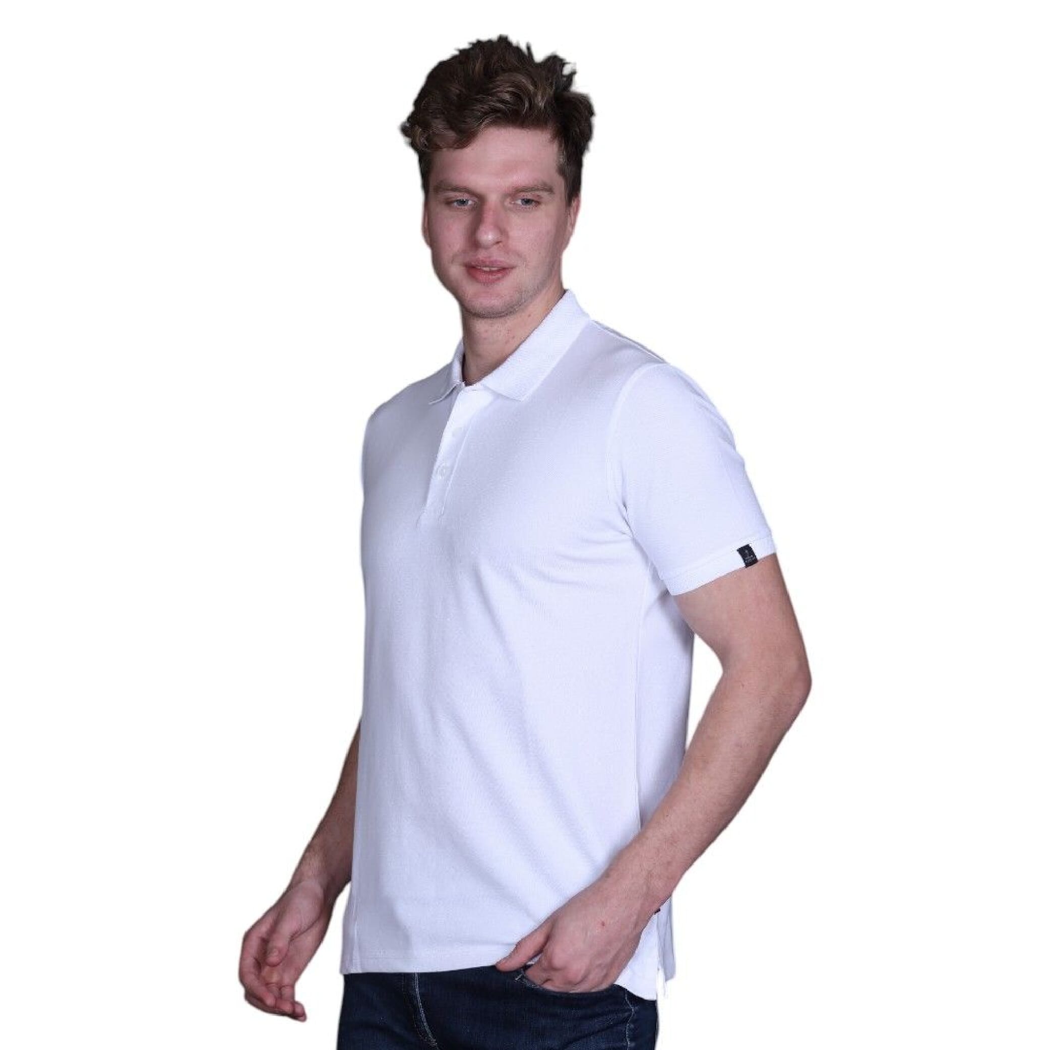 Indian Terrain Jacquard Collar Solid T-Shirt-White